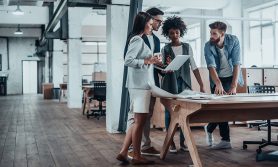 A diverse group of professionals working