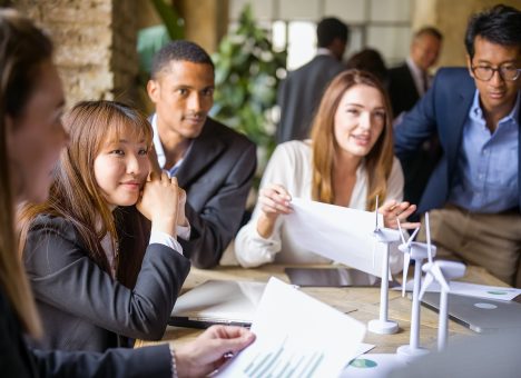 A diverse group of professionals working