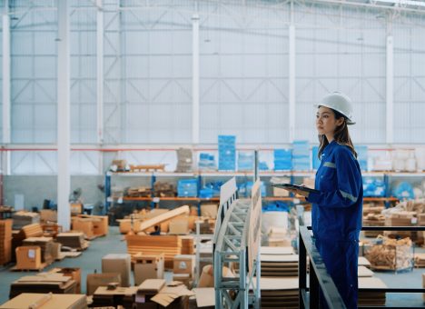Female Engineer Overseeing Warehouse Operation