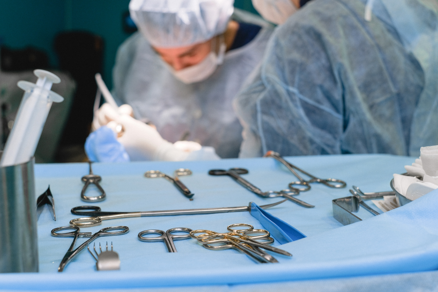 Surgical procedure pack on table
