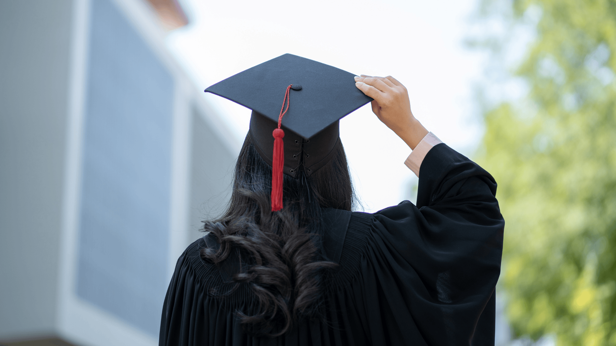 A woman in a cap and gown