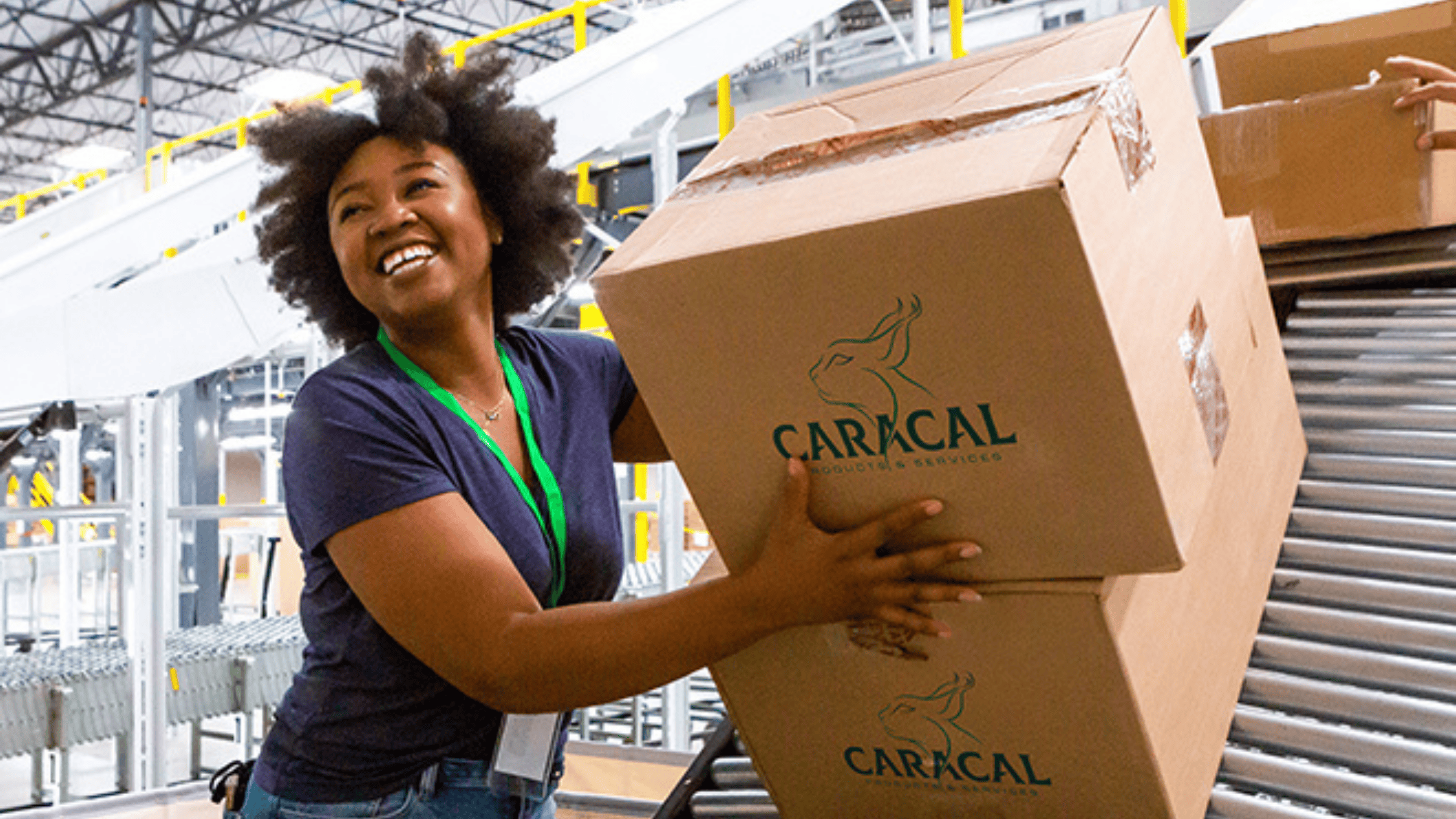 A caracal warehouse worker